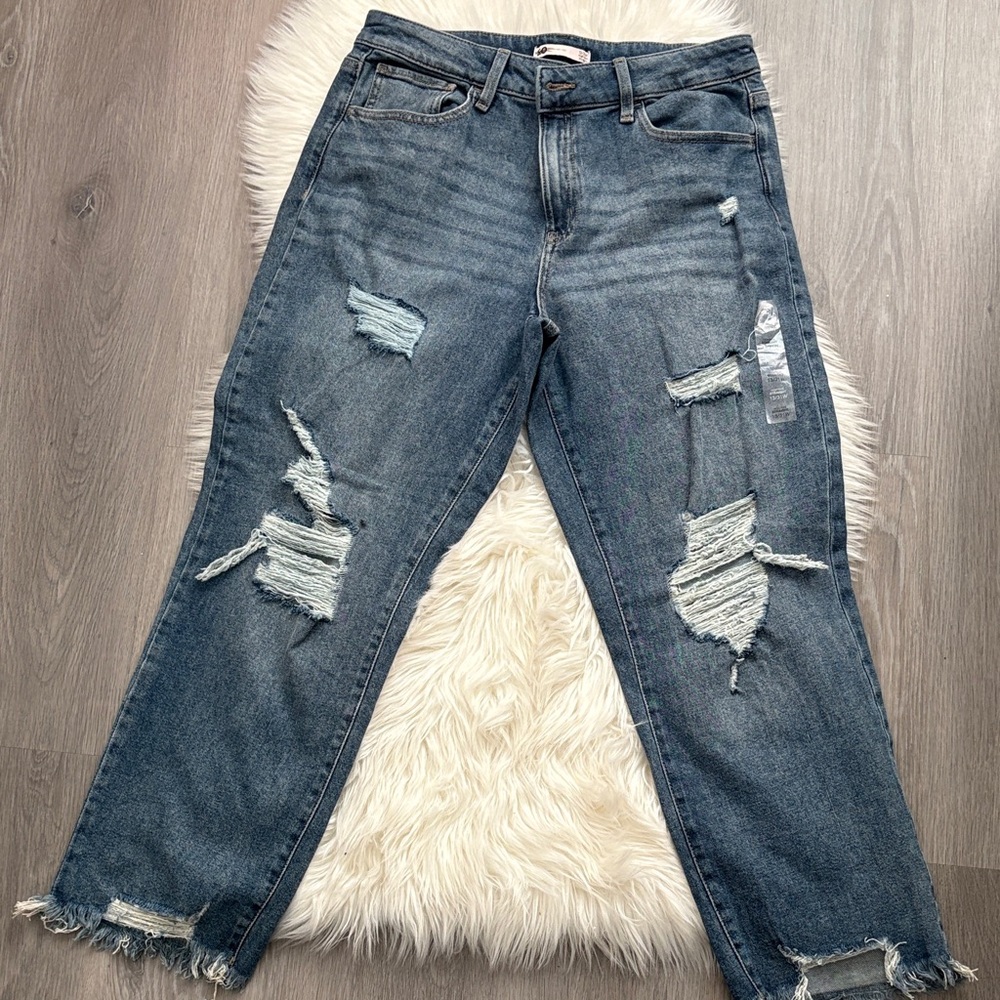 99% Cotton Distressed Boyfriend Jeans